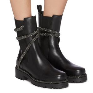 Rene Caovilla Cleo black leather Chelsea boots new 39.5